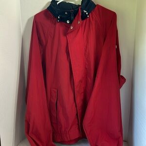 Vintage Tommy Hilfiger lightweight nylon hooded red jacket size medium